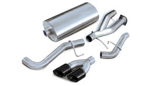 Cadillac Escalade Performance Exhaust - Single Side - CORSA Performance - Cat-Back w/ Twin 4in Black Pro-Series Tips - Black - `02-`06